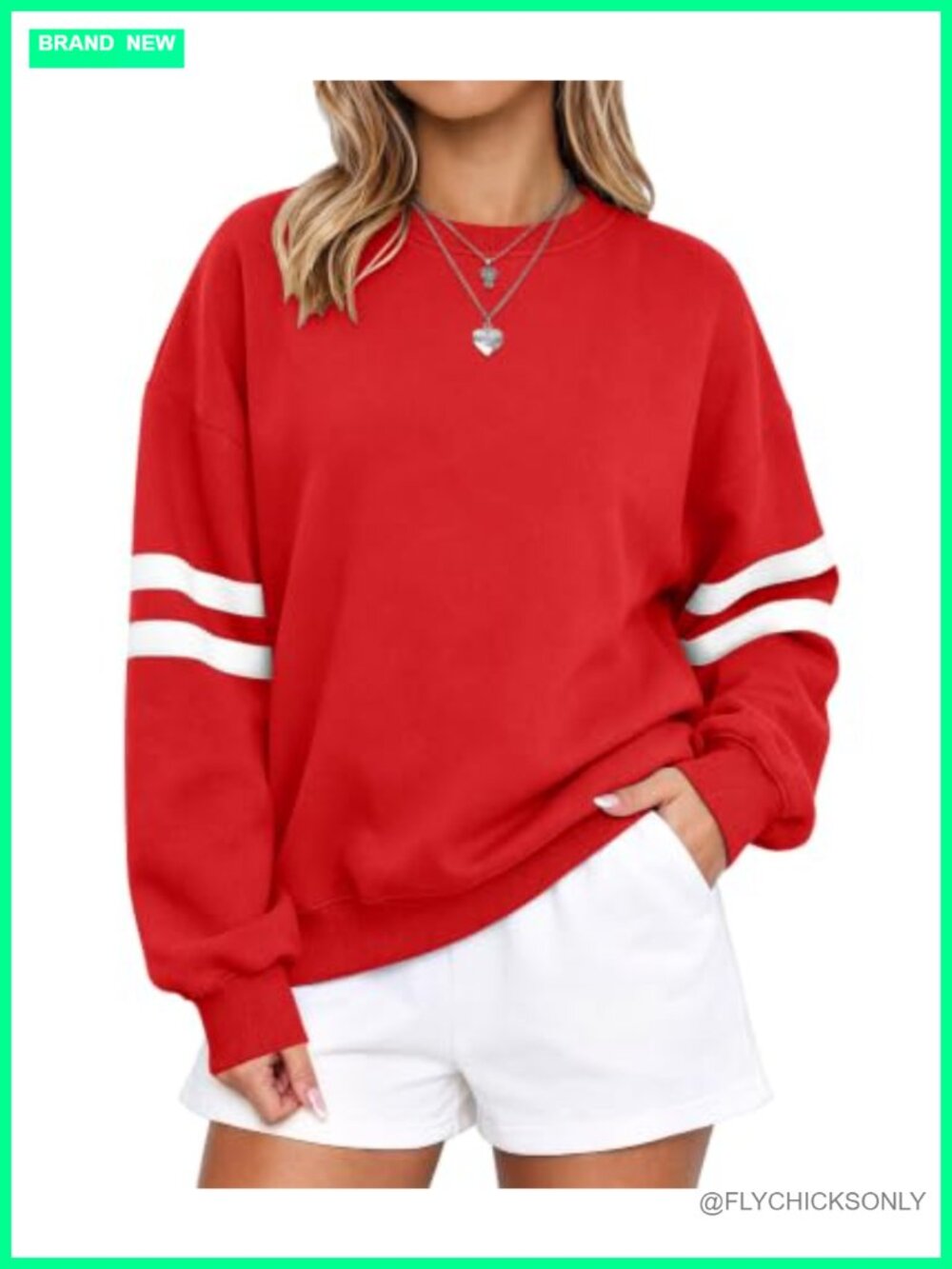 Oversized Striped Crewneck Sweatshirt Fleece Pullover